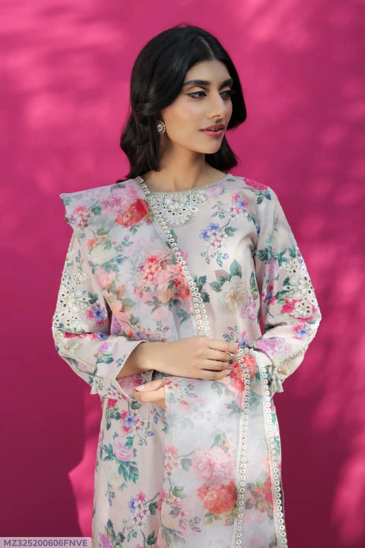 3 Pcs Baroque Women's Unstiched Embroidered Suit